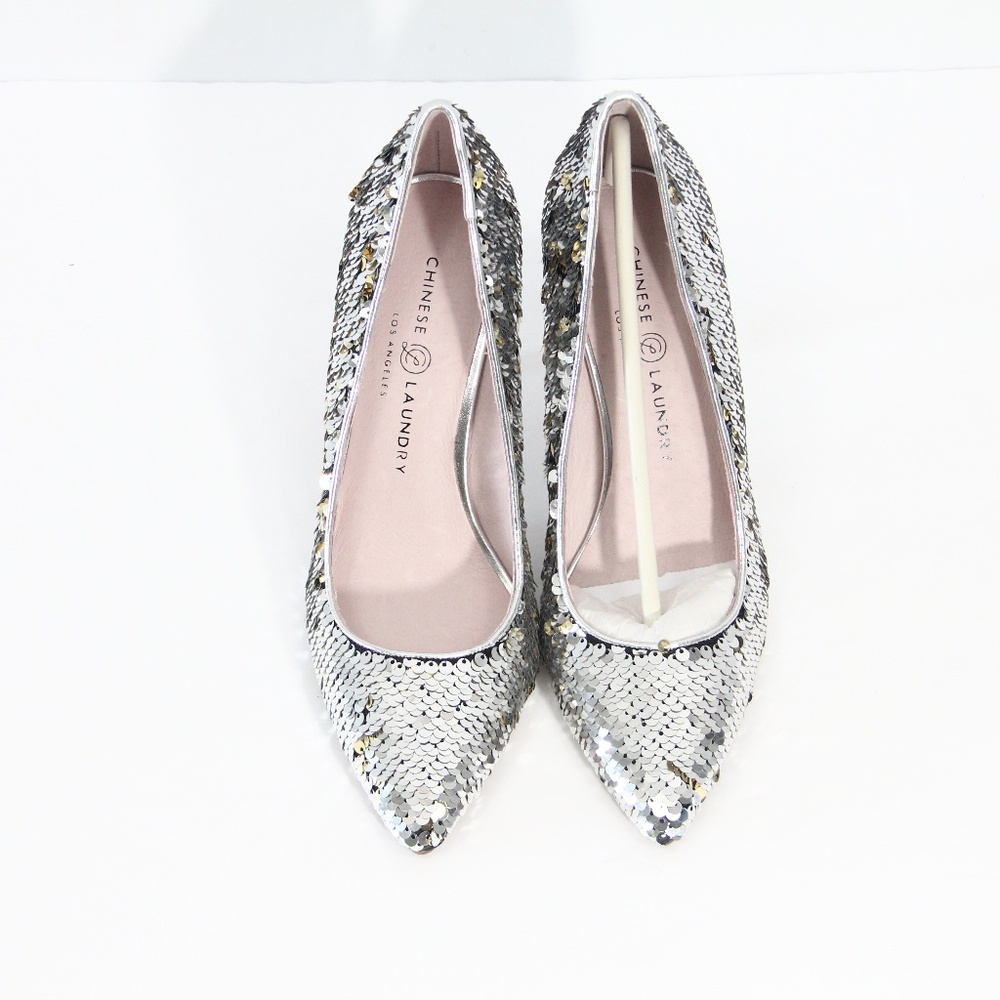 Chinese Laundry Sequin Heels New Stiletto Silver - Picture 4 of 8